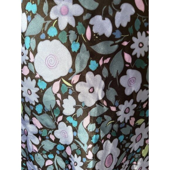 Vintage Slip Dress Medium Y2K Satin Mini Dress Black Floral - Picture 4 of 6